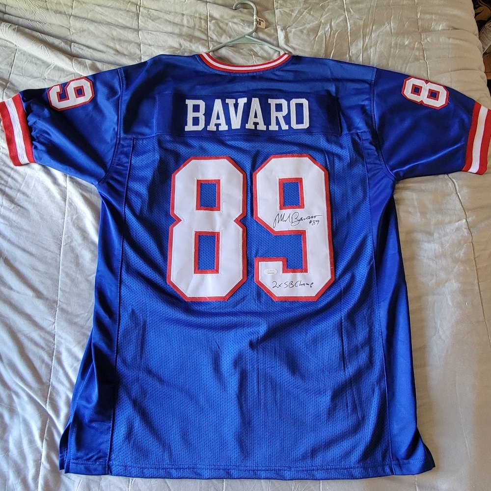 Mark Bavaro Signed Pro  Football Size XL Blue  JSA numbers matching